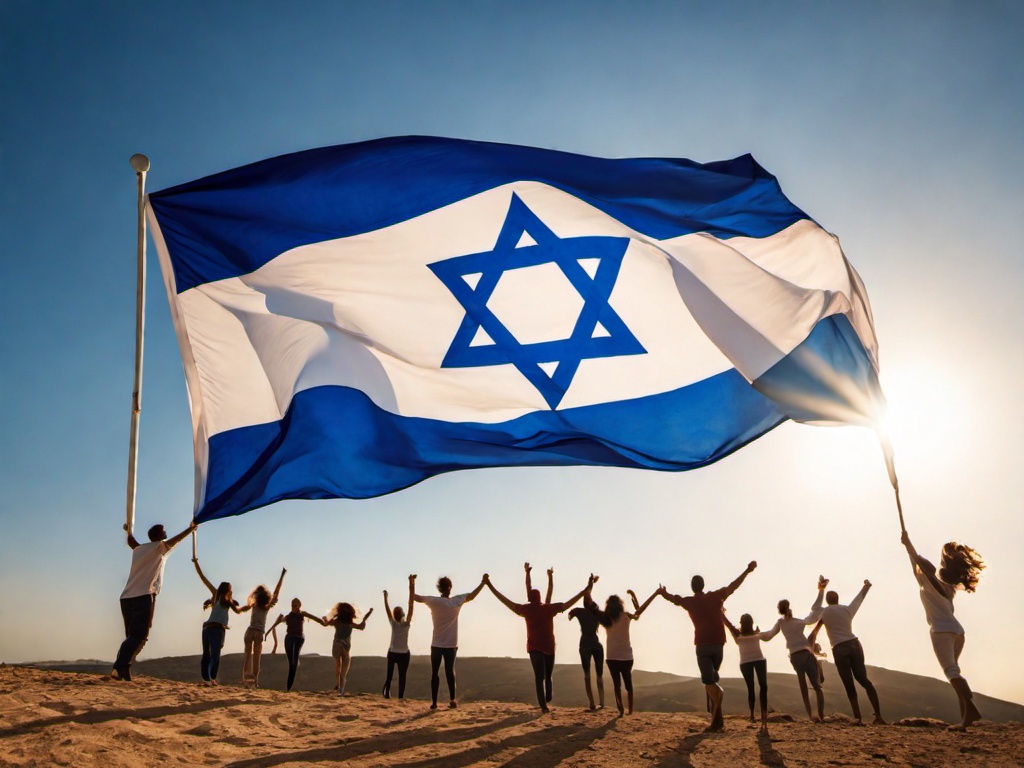 Picture of Israelies with Israel flag
